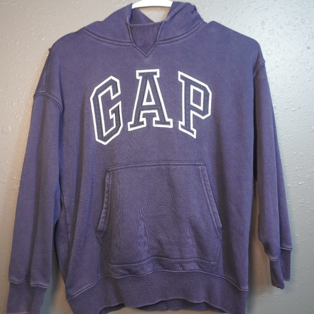 Gap Teen Unisex Navy Blue Vintage Distressed Pullover Sweater Hoodie Size 8